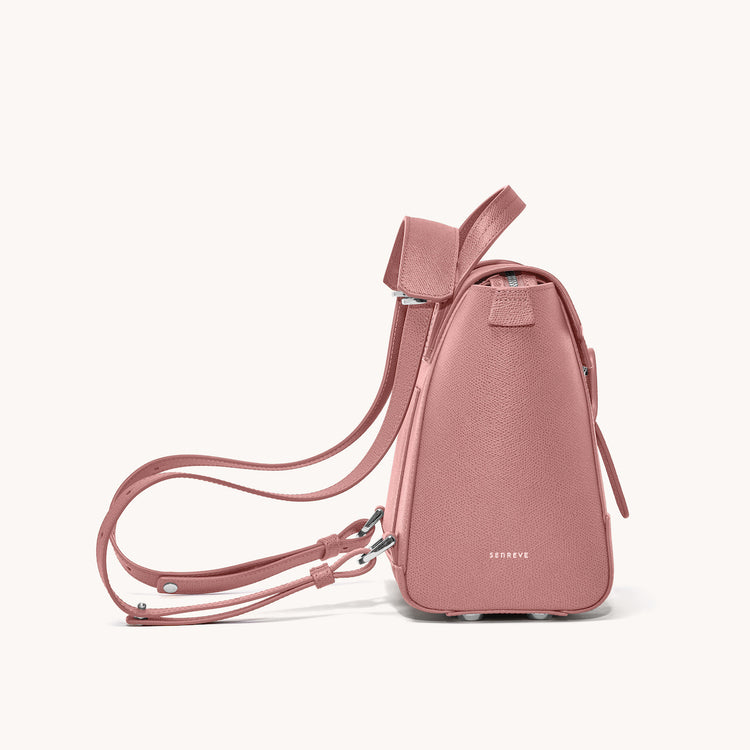 Midi Maestra Bag Pebbled Mauve with Silver Hardware Side View