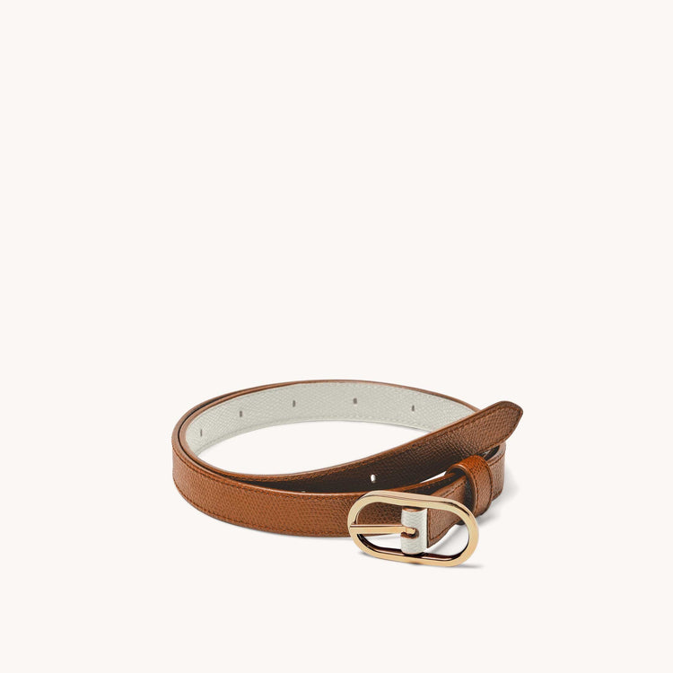 Reversible Shoulder Strap Colorblock Chestnut/Cream with Gold Hardware in Two Loops