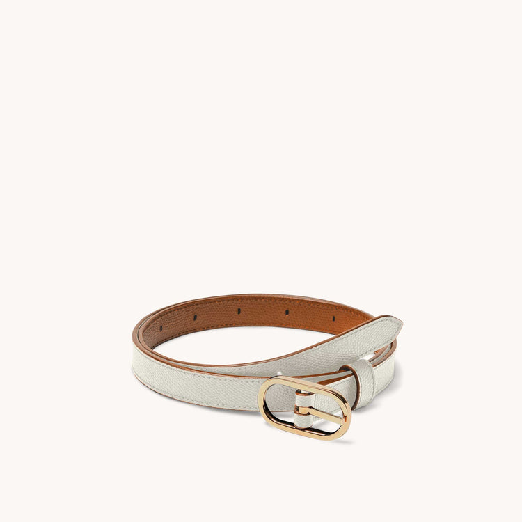 Reversible Shoulder Strap Colorblock Cream/Chestnut with Gold Hardware in Two Loops